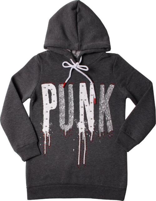 Toontoy Kız Çocuk Sweatshirt Kapşonlu Punk Baskılı