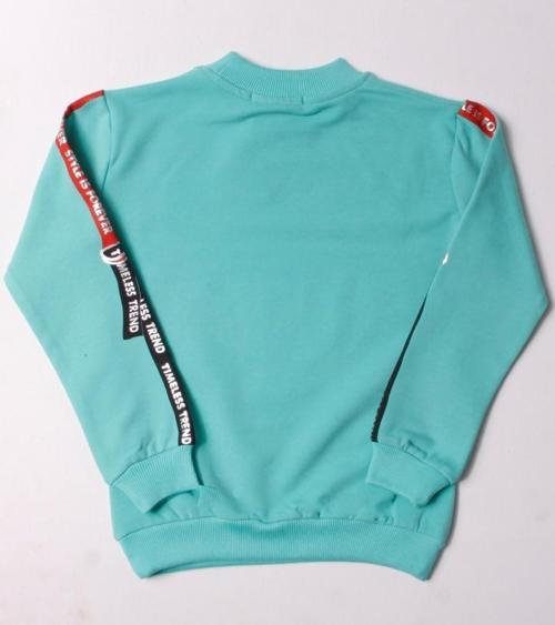 Toontoy Kız Çocuk Sweatshirt Kollari Şeritli Pullu Fashion Nakış
