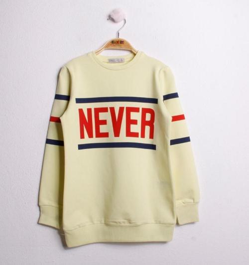 Toontoy Kız Çocuk Sweatshirt Never Baskı