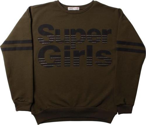 Toontoy Kız Çocuk Sweatshirt Super Girls Baskı Ve Taş