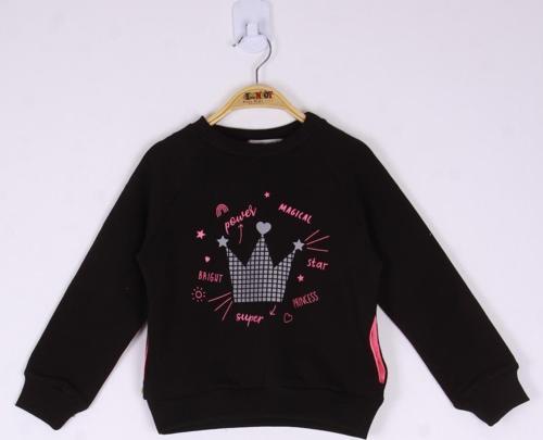 Toontoy Kız Çocuk Taç Baskılı Sweatshirt 