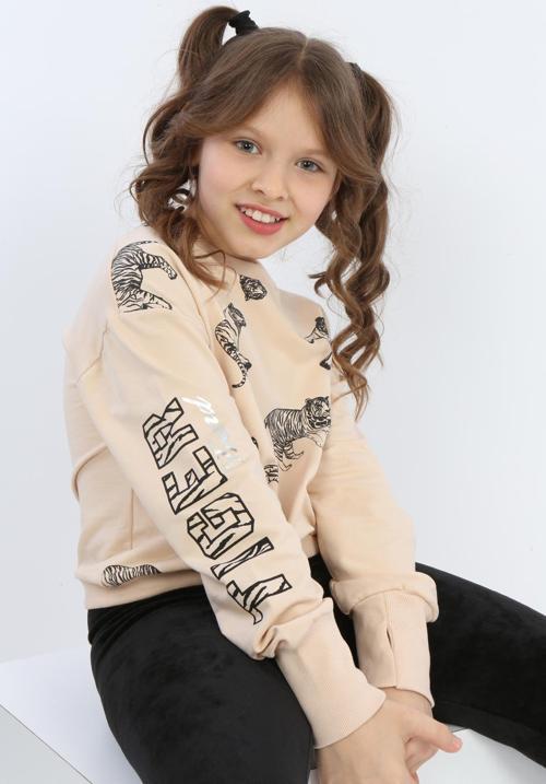 Toontoy Kız Çocuk Tiger Trend Baskılı Sweatshirt