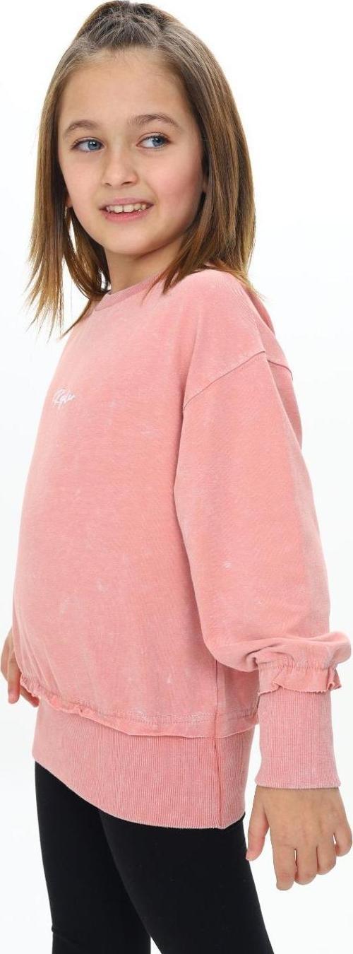 Toontoy Kız Çocuk Yıkamalı Nakışlı Sweatshirt