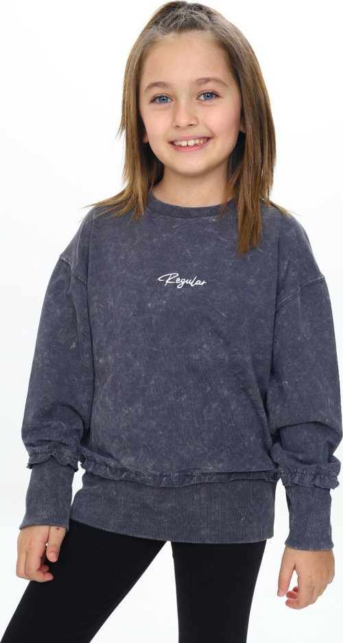 Toontoy Kız Çocuk Yıkamalı Nakışlı Sweatshirt