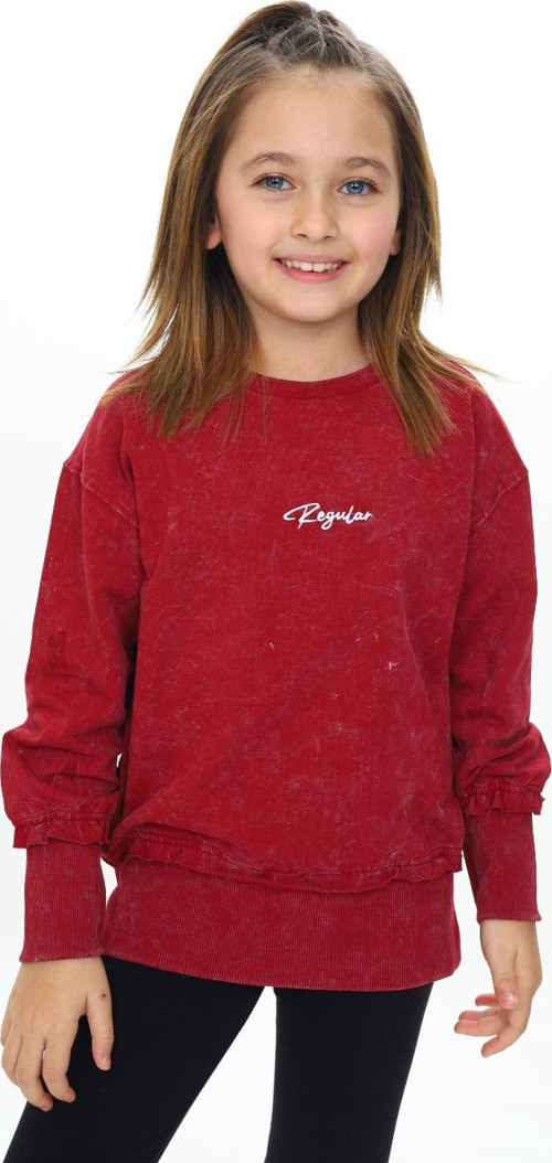 Toontoy Kız Çocuk Yıkamalı Nakışlı Sweatshirt
