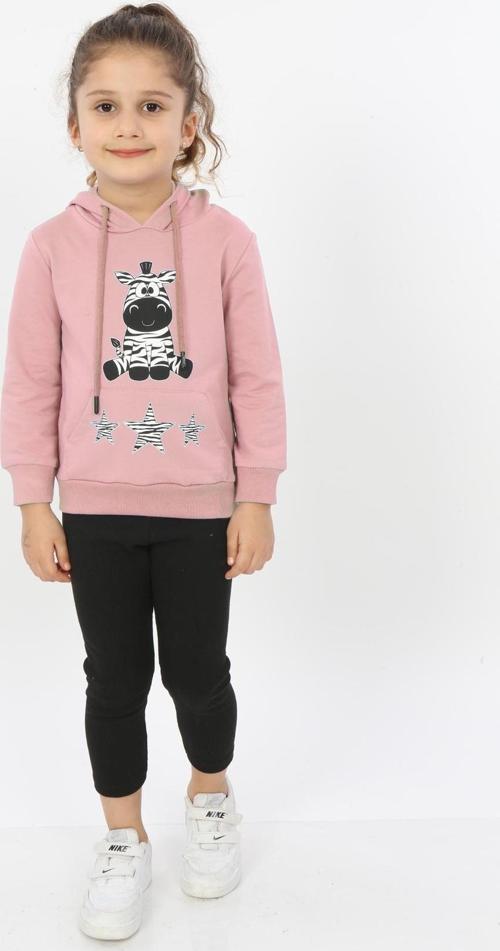 Toontoy Kız Çocuk Yıldızlı Zebra Baskılı Kapüşonlu Sweatshirt
