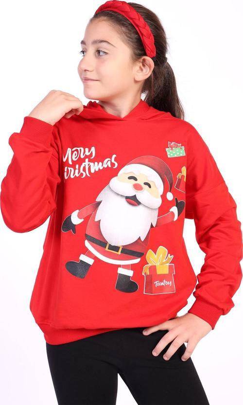 Toontoy Unısex Çocuk Noel Baba Baskılı Sweatshirt