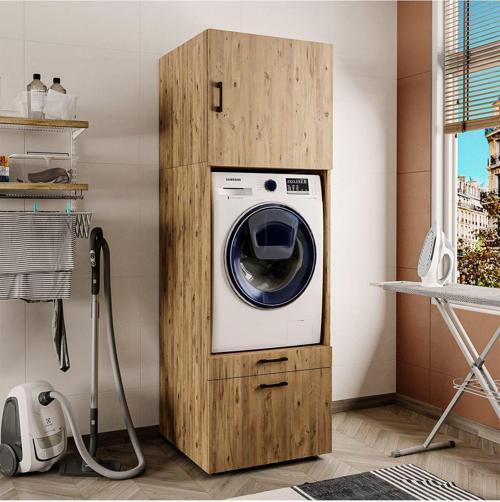 2 Çekmeceli Çamaşır Ve Kurutma Makinesi Dolabı + Üst Dolap, Banyo Dolabı 205 Cm