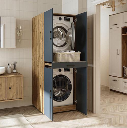 Banyo Dolabı Kapaklı Çamaşır Ve Kurutma Makinesi Dolabı 70X185 Cm