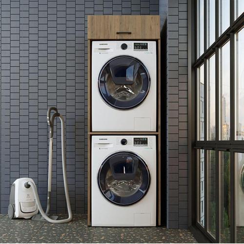 Banyo Dolabı 196,2X67 Cm Çamaşır Ve Kurutma Makinesi Dolabı