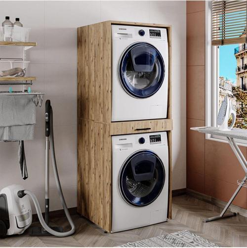 Design Çamaşır Ve Kurutma Makinesi Dolabı Raylı Çekmeceli Lüx 35002