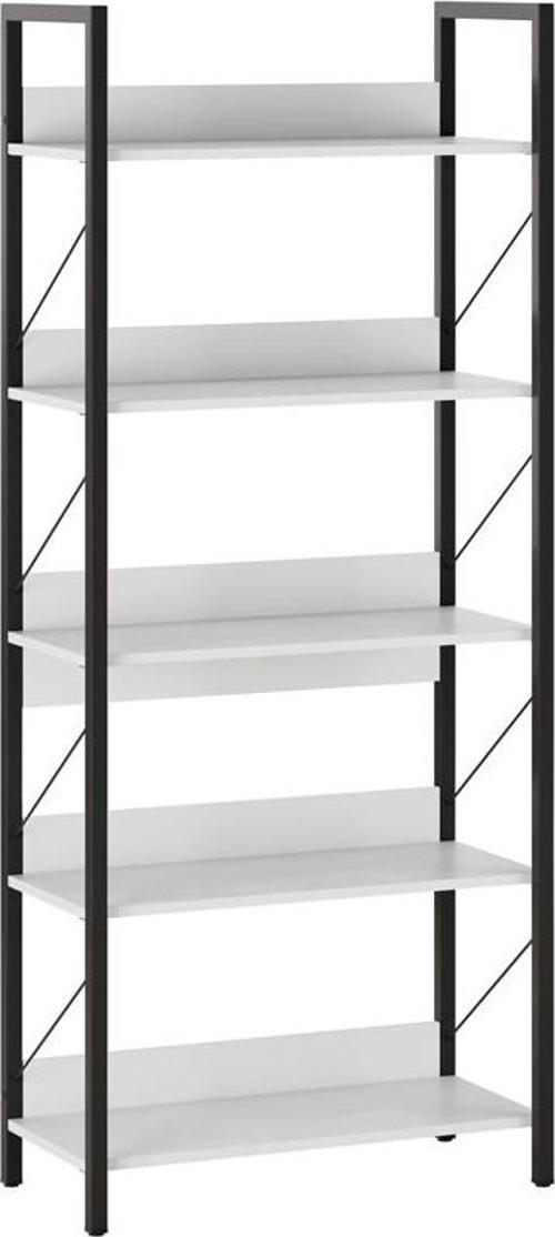 Profile Kitaplık 5 Raflı Diamond Beyaz / Siyah 73x172x35 cm