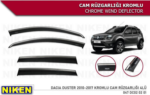 DACİA DUSTER 2010 2011 2012 2013 2014 2015 2016 2017 MODEL NIKEN KROMLU CAM RÜZGARLIĞI