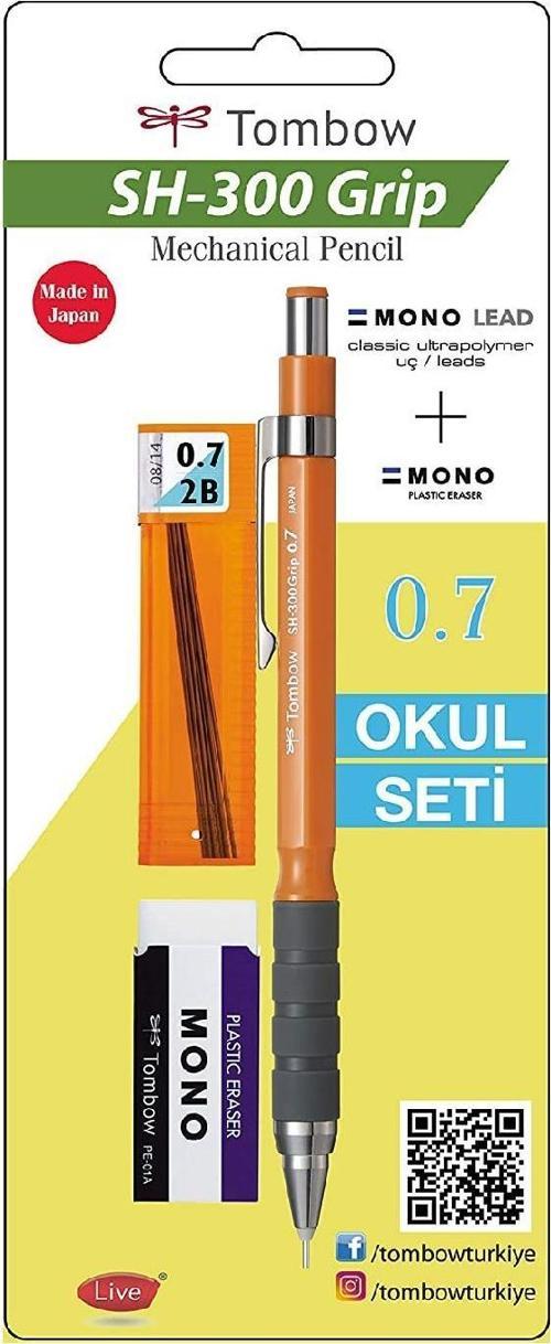 Tombow SH-300 Grip Mekanik Kurşun Kalem Okul Seti 0.7 Turuncu