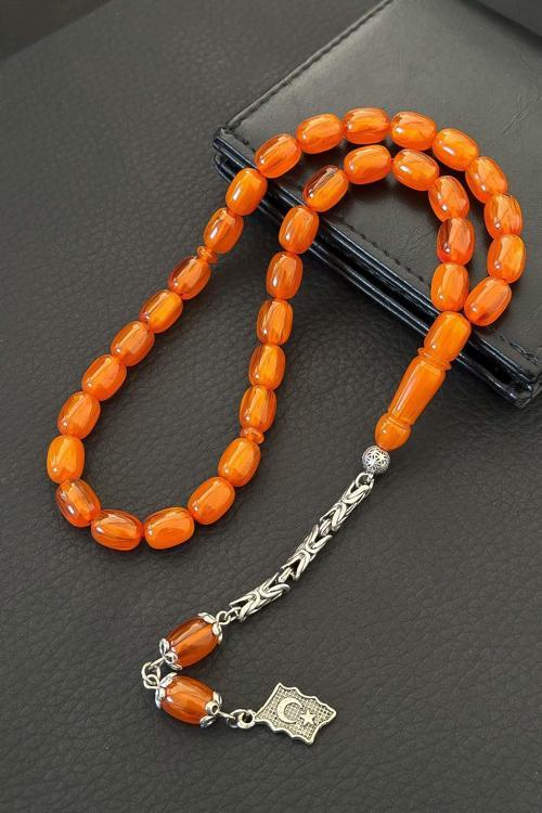 Kral Zincir Tasarım Turuncu Sıkma Kehribar Tesbih
