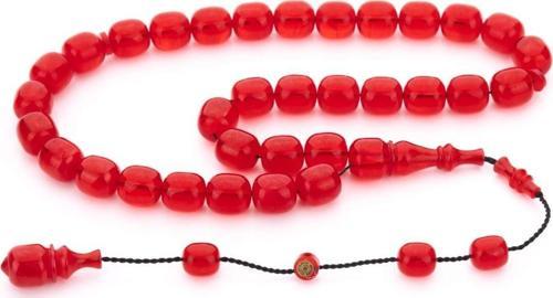 Usta İmzalı Serimizden Bordo Sıkma Kehribar Tesbih