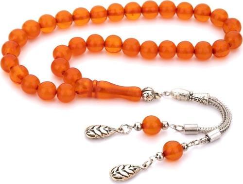 Küre Turuncu Çift Püsküllü Toz Kehribar Tesbih