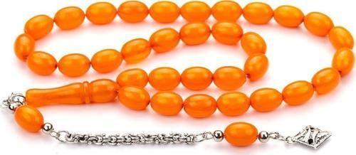 Güzel Çekimli Turuncu Renk Toz Kehribar Tesbih