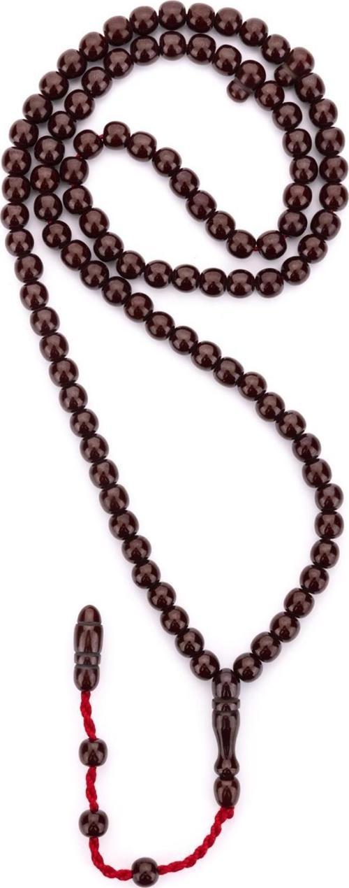 Bordo Tonda Küre Taneli 99'luk Sıkma Kehribar Tesbih