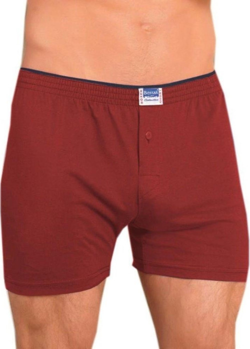 2 Adet Berrak 1099 Düğmeli Erkek Boxer %100 Pamuk Penye Boxer
