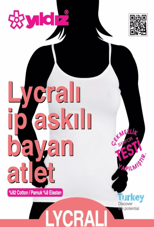 Kadın Likralı İp Askılı Atlet 3'Lü Paket -2169-2170-2171-2172-2173-2174
