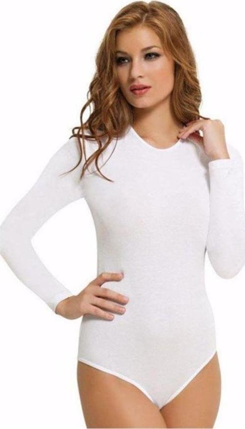 Kadın Uzun Kollu Bisiklet Yaka Çıtçıtlı Body-6183