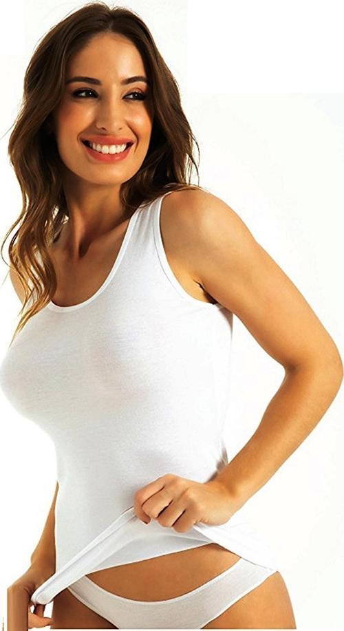 Kadın Bambu Likralı Geniş Askılı Atlet 701 - 3 Adet