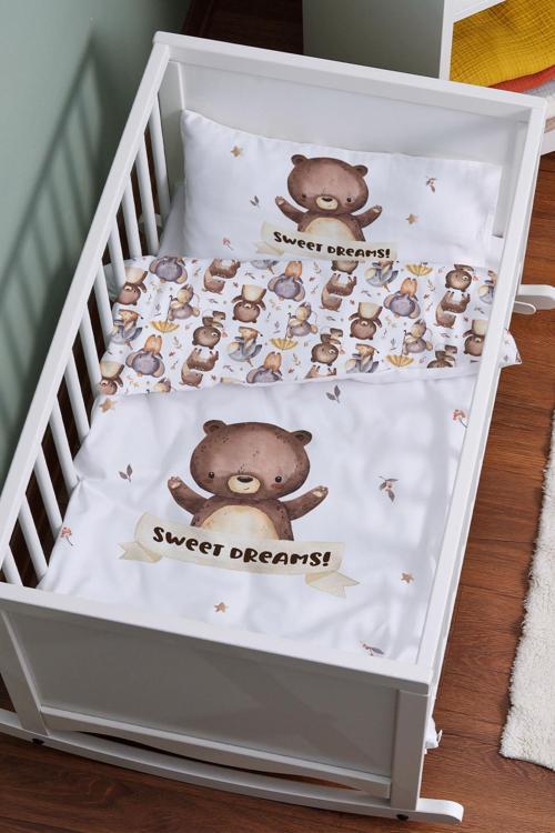Organik Anne Yanı Nevresim Takımı (60x100) - Minik Dostum Ayıcık