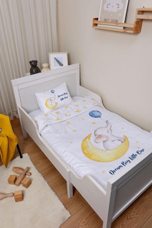 Organik Çarşaflı Park Yatak Nevresim Takımı (80x120) - Sevimli Ay fısıltısı