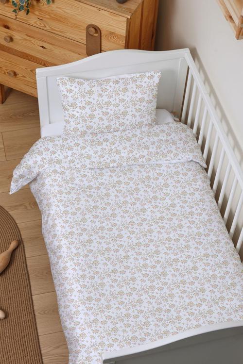 Organik Lastiksiz Çarşaflı Bebek Nevresim Takımı (100x150) - Çiçek Bahçesi