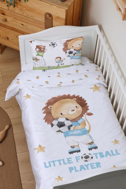Organik Bebek Boy Nevresim Takımı (100x150) - Şampiyon Minik Aslan