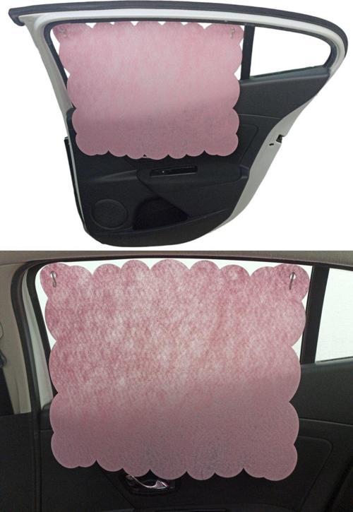 Oto Güneşlik Perdesi Yan Cam Araç Arka Koltuk Emzirme Örtüsü Açık Pembe Keçe Vantuz Tutucaklı 1 Adet