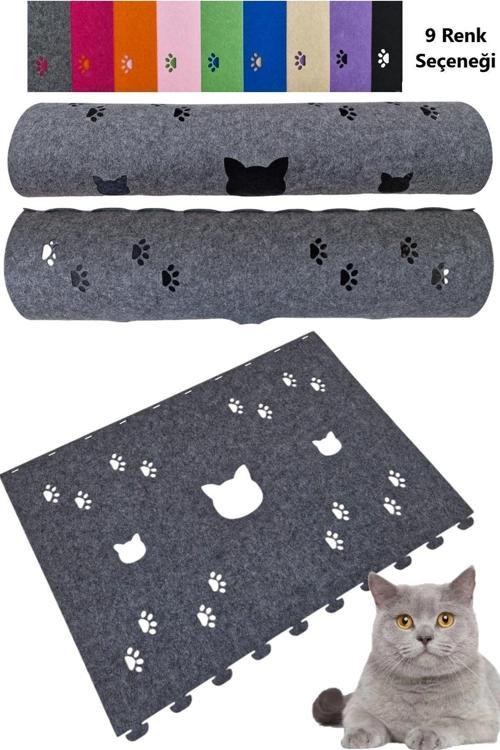 Kedi Tüneli Oyuncağı 1. Kalite 3Mm Keçeden Geçmeli 9 Renk Seçenekli 98 Cm Kedi Ve Pati Figürlü