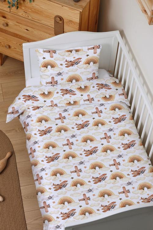 Organik Çarşaflı Bebek Nevresim Takımı (100x150) - Uçan Hayal