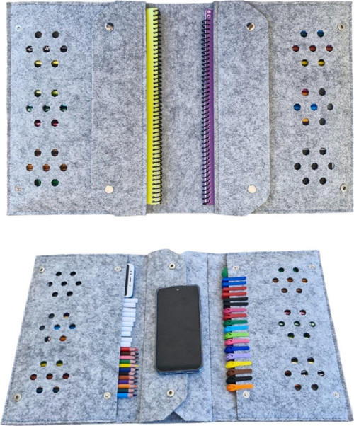 Resim Çantası Kalemlikli Tablet Defter Boya Malzemeleri Aktivite Çantası 10 Renk