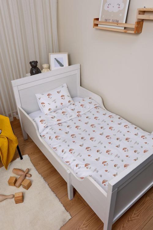 Organik Çarşaflı Park Yatak Nevresim Takımı (80x120) - Doğal Mantarlar