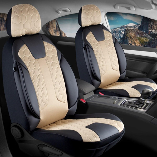 Renault Modus Lüx Deri Detaylı Oto Koltuk Kılıfı Ön Arka Takım Cyrus BEJ SİYAH