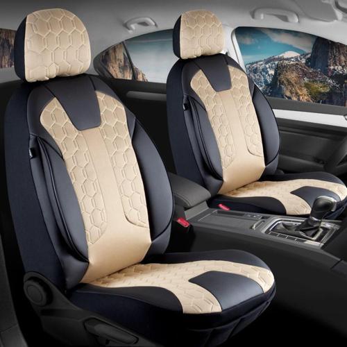 Volkswagen Passat B8 Lüx Deri Detaylı Oto Koltuk Kılıfı Ön Arka Takım Cyrus BEJ SİYAH