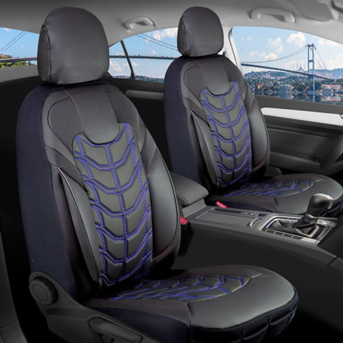 Mazda 3.23 Lüx Deri Oto Koltuk Kılıfı Ön Arka Takım Set Classy MAVİ SİYAH