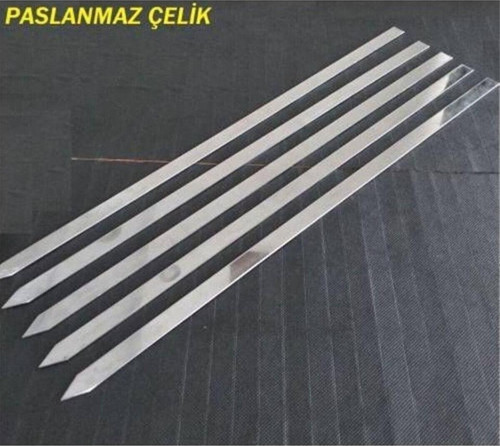 Krom 15 Adet Ömürlük Paslanmaz Çelik Kebap Şişi Kıyma Kebap Şiş