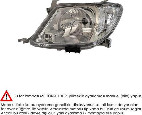 Hilux Vigo Far Lambası Sol Beyaz Sinyalli (Manuel) 2009-2011 81170-0K180