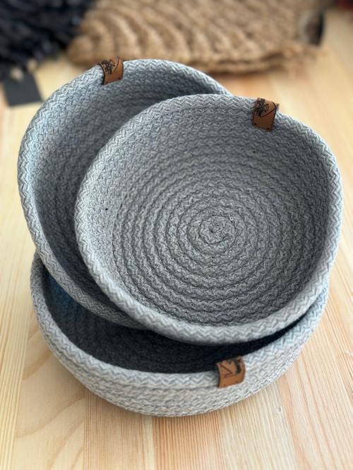 Sooboho Dekoratif Düzenleyici Sepet 3'lü Set Gri