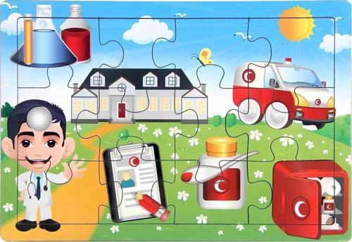 *29x20 cm 12 Parça Ahşap Puzzle Doktor  2282