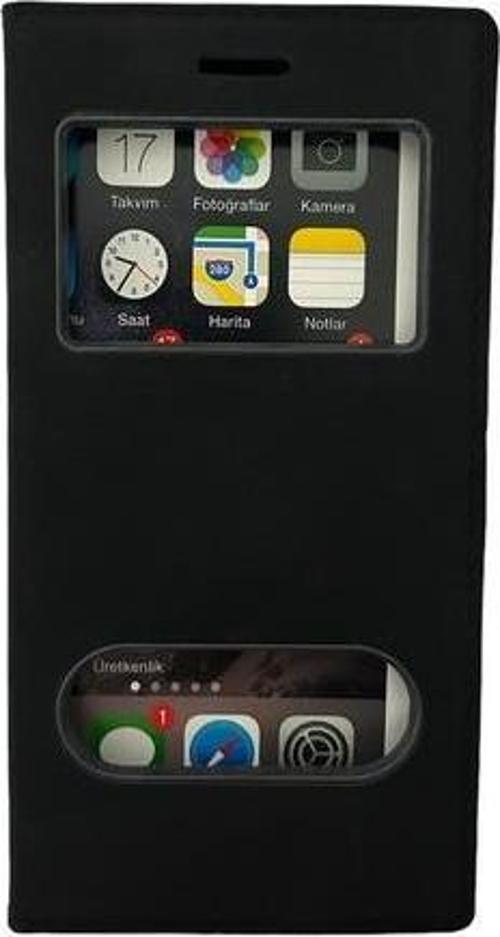 K8 2017 ile Uyumlu Premium Kapaklı Kılıf Siyah