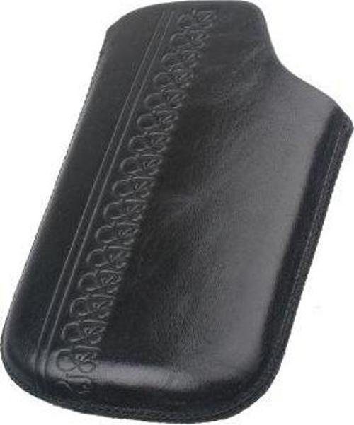 Blackberry 9700 ile Uyumlu Dik Kutu Deri Kılıf Desenli Siyah