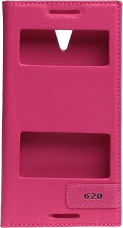 Desire 620 ile Uyumlu Kılıf Pencereli Kapaklı Safir Serisi Pembe