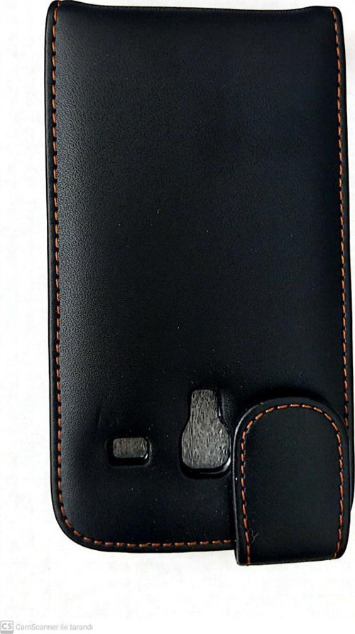 Galaxy Ace Plus S7500 ile Uyumlu Kapaklı Deri Kılıf Siyah