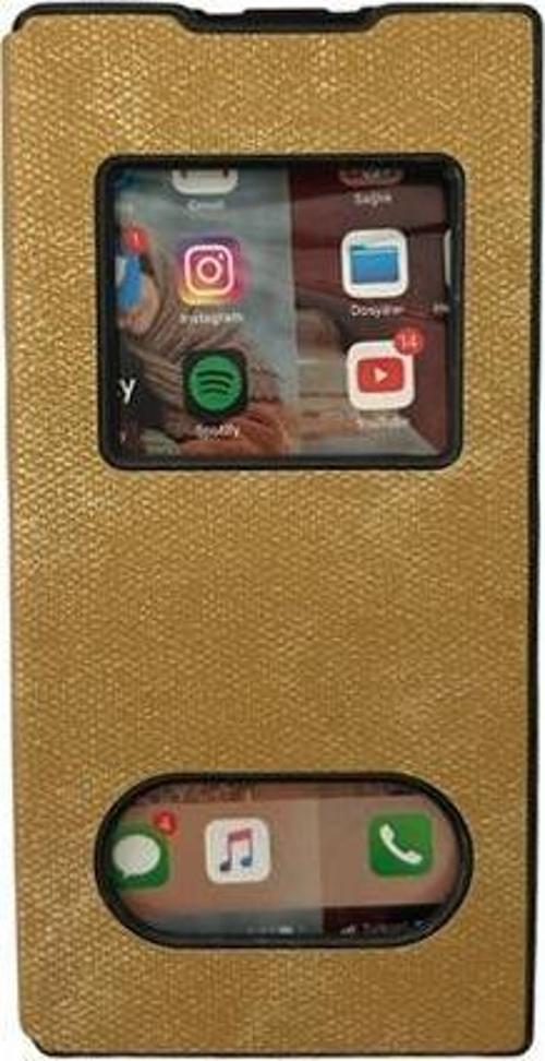 Galaxy Note 10 Plus ile Uyumlu Premium Kapaklı Kılıf Gold