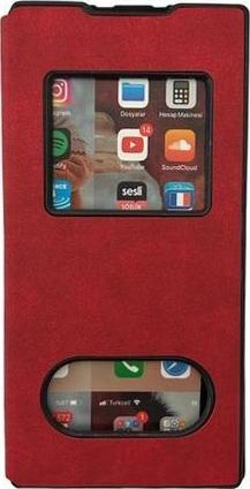 Galaxy Note 10 Plus ile Uyumlu Premium Kapaklı Kılıf Kırmızı