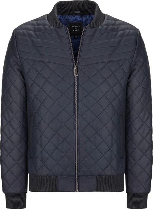 Erkek Kapitoneli Lacivert Tafta Hakiki Deri Ceket Lacivert - Tafta XL